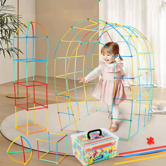 Children's construction kit for fort construction (400pcs) with box